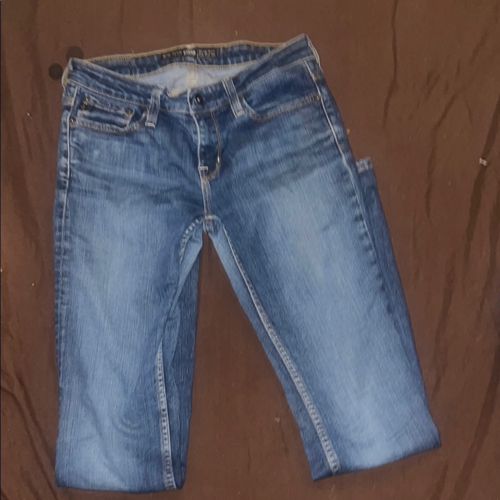 Big Star Blue Straight Leg Jeans with Subtle Fading